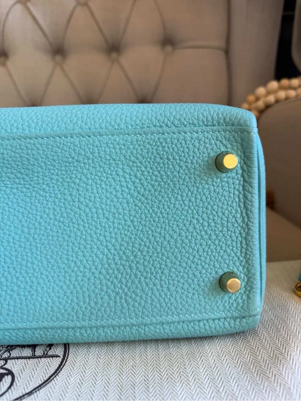 Hermes Kelly 28 Blue Atoll Togo GHW with Twilly & Rodeo Charm Authentic - Picture 6 of 11